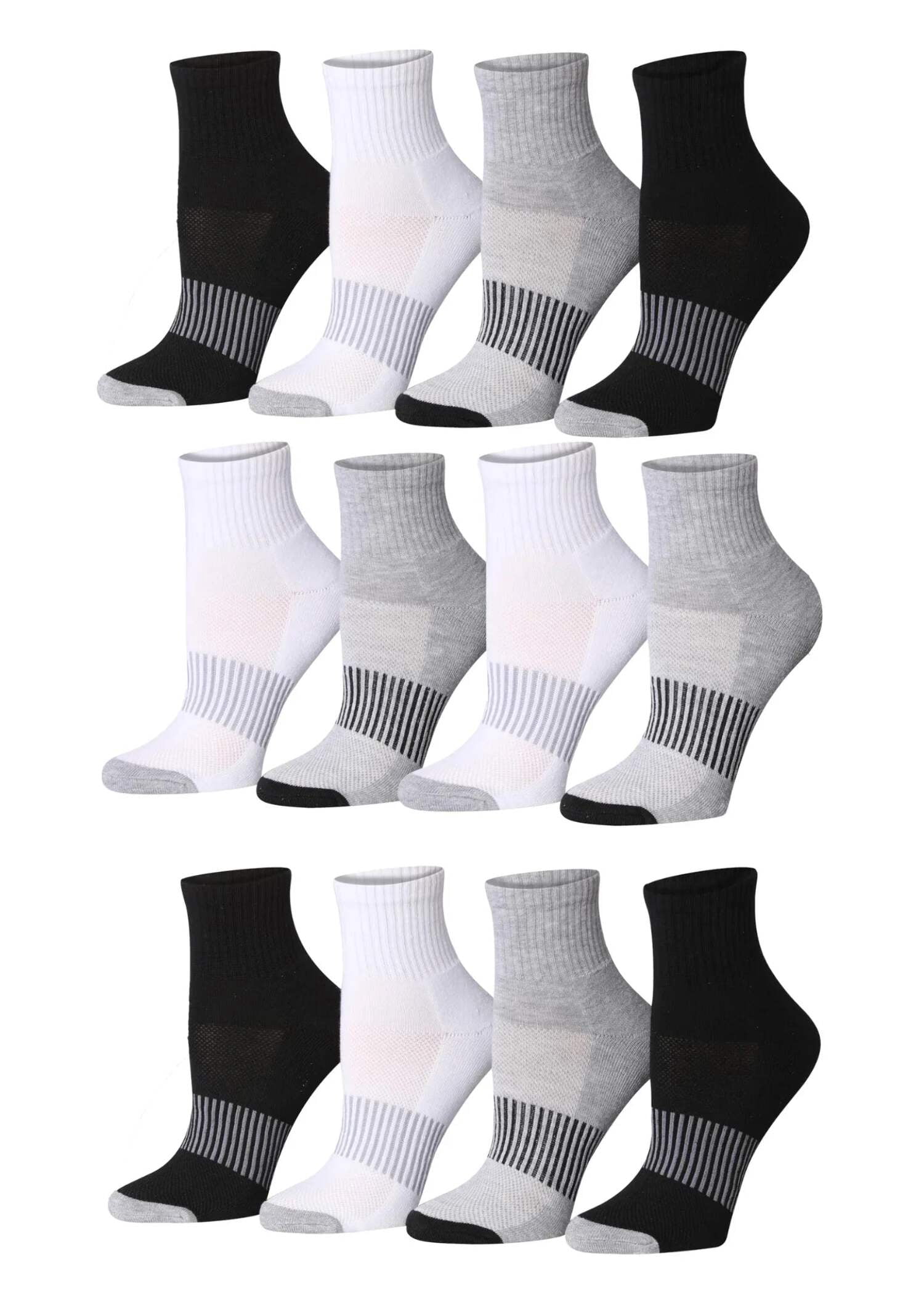 Colorfut Women's 12-Pairs Running & Athletic Sports Performance Ankle/Quarter Socks