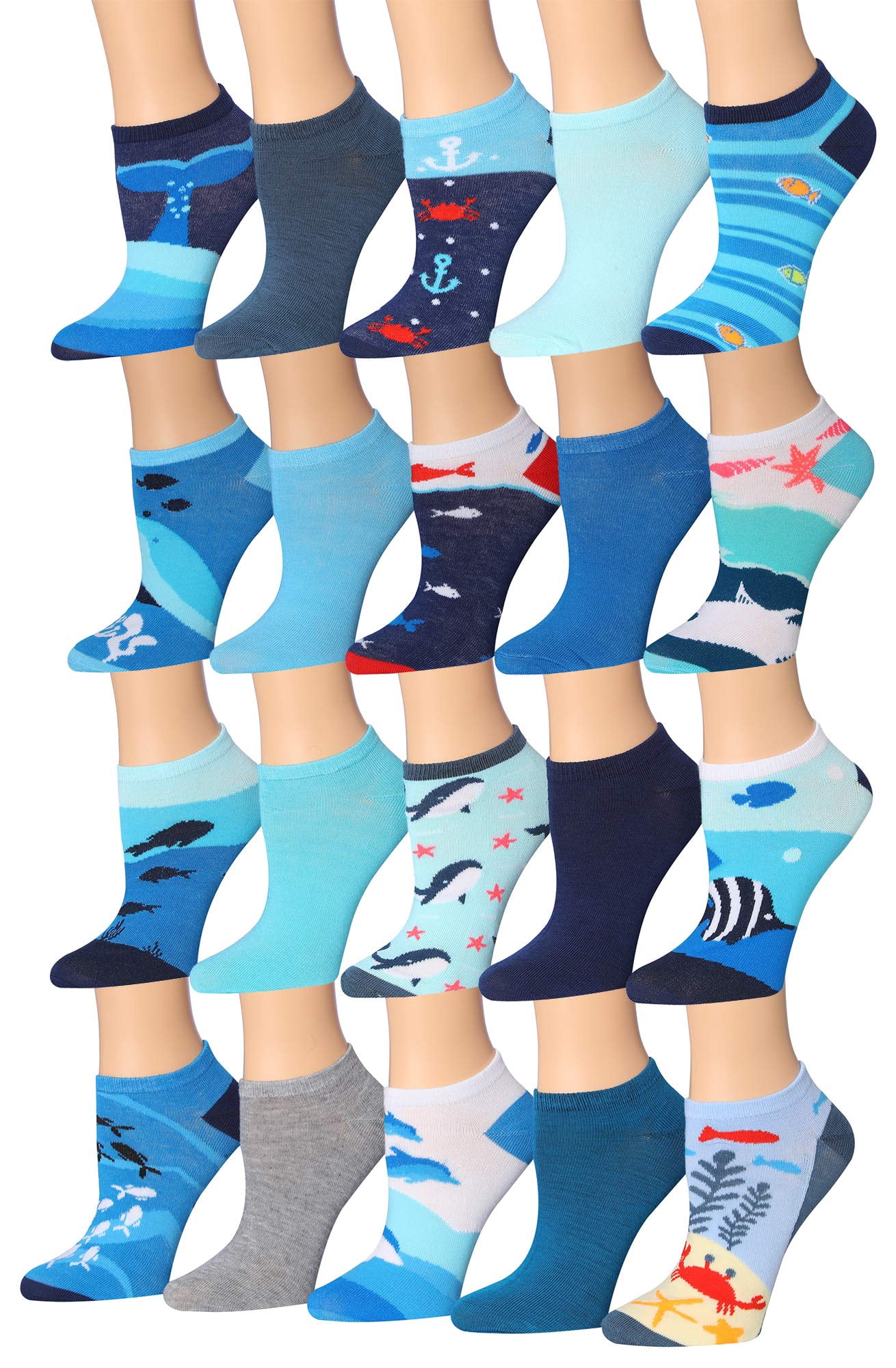 Colorfut Women's 20 Pairs Colorful Patterned Low Cut/No Show Socks ...