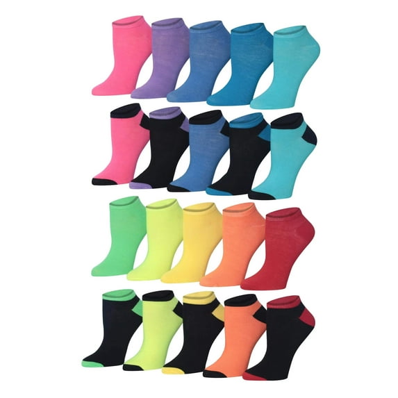 Colorfut Women's 20 Pairs Colorful Patterned Low Cut/No Show Socks WL02-AB