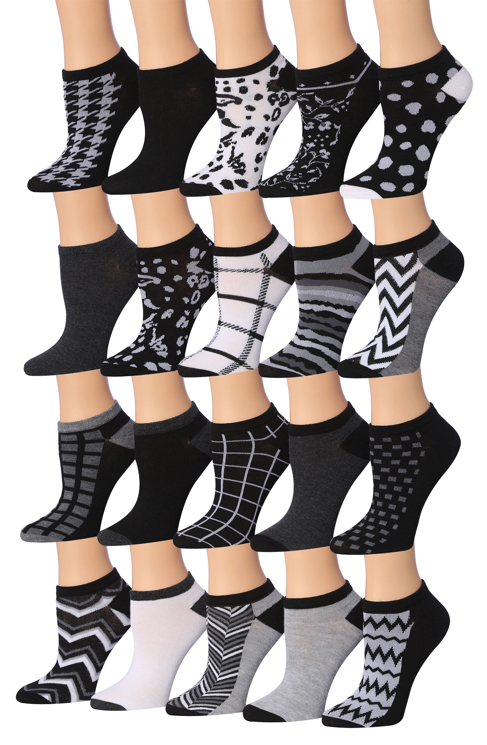 Colorfut Women's 20 Pairs Colorful Patterned Low Cut/No Show Socks WL04 ...