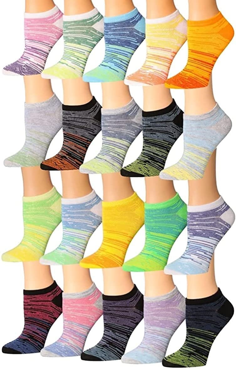 Colorfut Women's 20 Pairs Colorful Patterned Low Cut/No Show Socks ...