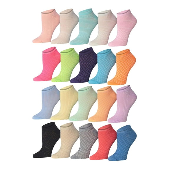 Colorfut Women's 20 Pairs Colorful Patterned Low Cut/No Show Socks