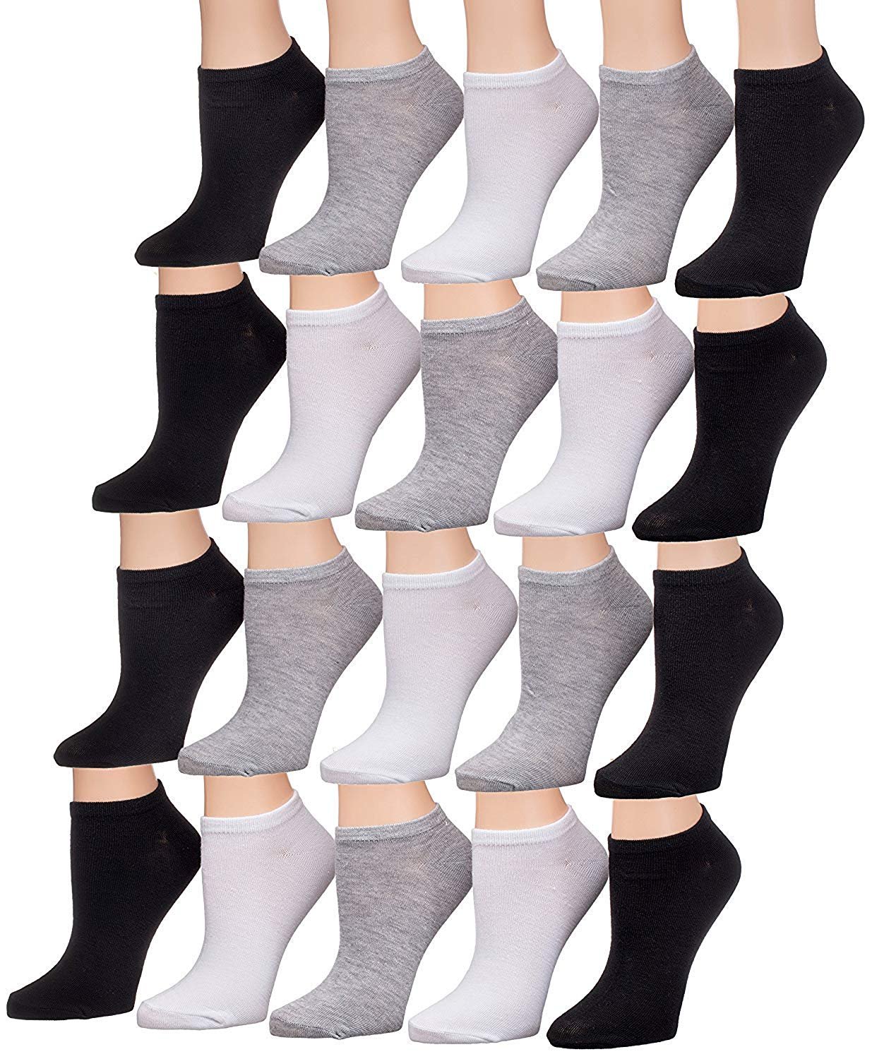 Colorfut Women's 20 Pairs Colorful Patterned Low Cut/No Show Socks ...