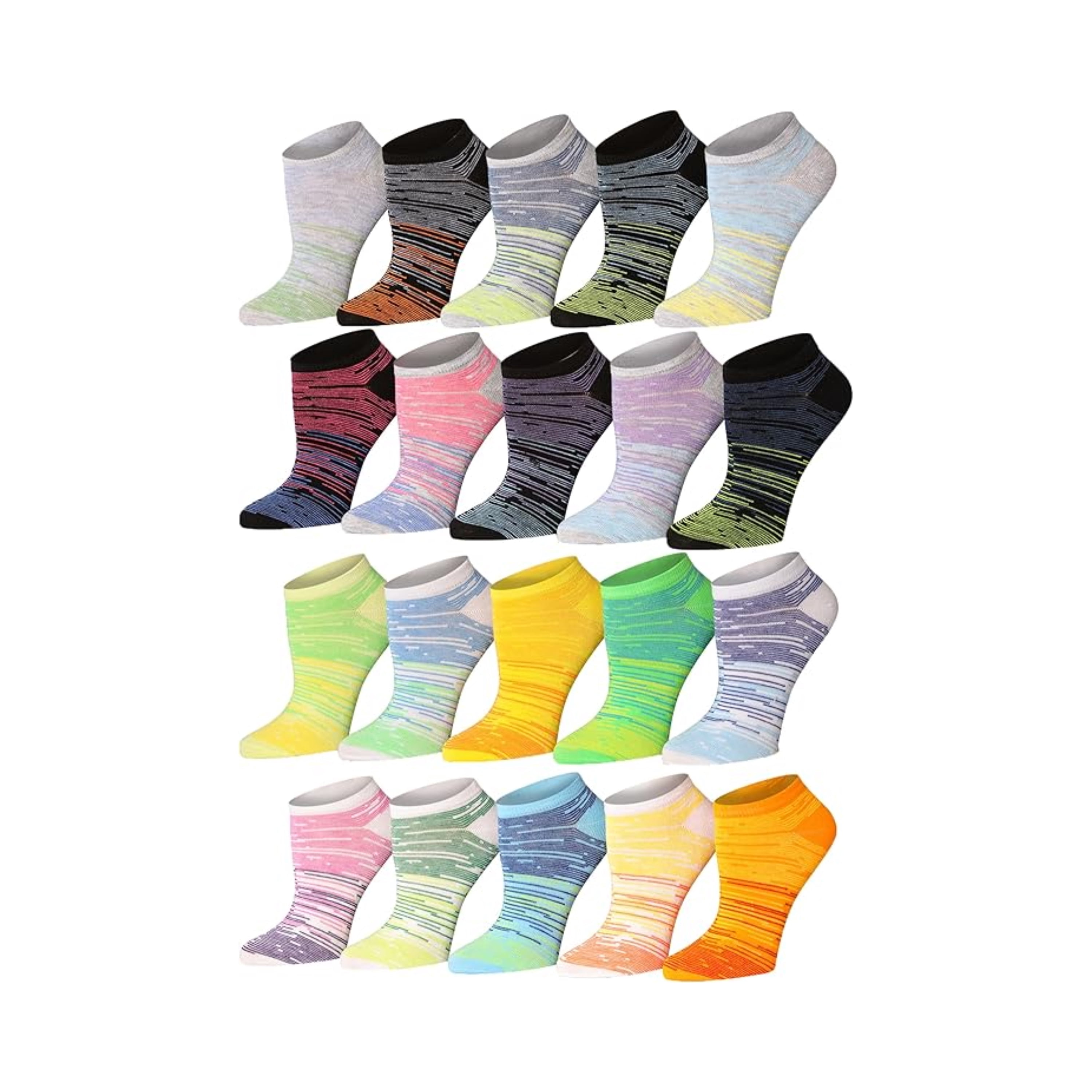 Colorfut Women's 20 Pairs Colorful Patterned Low Cut/No Show Socks ...