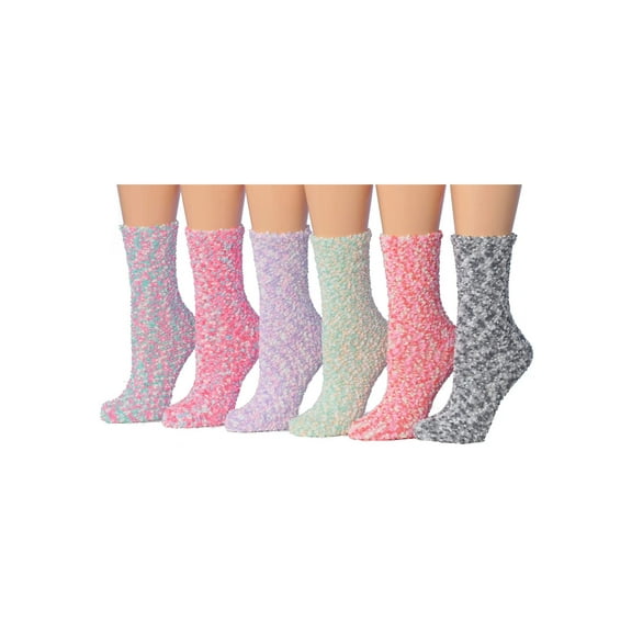 Colorfut Women's 3-Pairs Cozy Microfiber Anti-Skid Soft Colorful Patterned Fuzzy Crew Socks Slipper (with non-slip silicone grippers) FZ20B-6