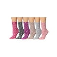 thumbnail image 1 of Colorfut Women's 3-Pairs Cozy Microfiber Anti-Skid Soft Colorful Patterned Fuzzy Crew Socks Slipper (with non-slip silicone grippers) FZ29-6, 1 of 4