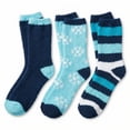 thumbnail image 1 of Colorfut Women's 3-Pairs Cozy Microfiber Anti-Skid Soft Colorful Patterned Fuzzy Crew Socks&nbsp;Slipper (with non-slip silicone grippers) FZ08-B, 1 of 5