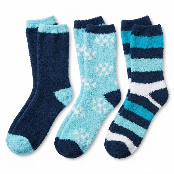 Colorfut Women's 3-Pairs Cozy Microfiber Anti-Skid Soft Colorful Patterned Fuzzy Crew Socks&nbsp;Slipper (with non-slip silicone grippers) FZ08-B