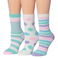 thumbnail image 1 of Colorfut Women's 3-Pairs Cozy Microfiber Anti-Skid Soft Colorful Patterned Fuzzy Crew Socks&nbsp;Slipper (with non-slip silicone grippers) FZ09-A, 1 of 3