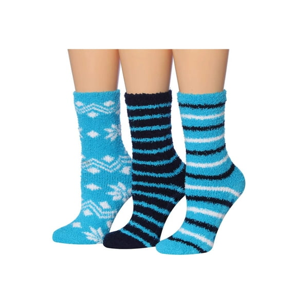 Colorfut Women's 3-Pairs Cozy Microfiber Anti-Skid Soft Colorful Patterned Fuzzy Crew Socks Slipper (with non-slip silicone grippers) FZ15-A