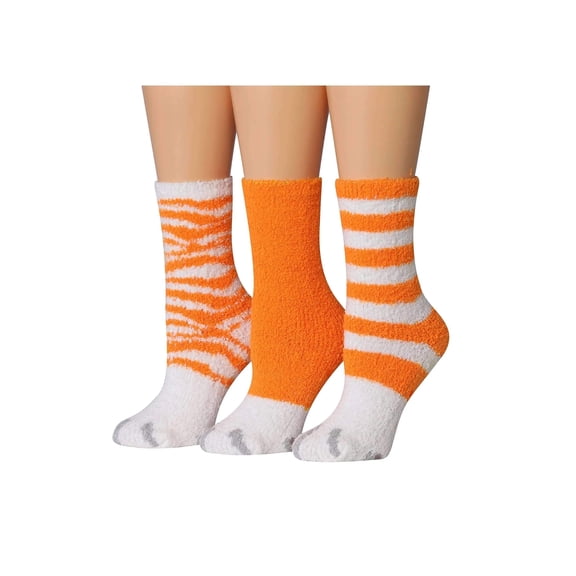 Colorfut Women's 3-Pairs Cozy Microfiber Anti-Skid Soft Colorful Patterned Fuzzy Crew Socks Slipper (with non-slip silicone grippers) FZ41-A