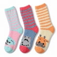 thumbnail image 1 of Colorfut Women's 3-Pairs Cozy Microfiber Anti-Skid Soft Colorful Patterned Fuzzy Crew Socks&nbsp;Slipper (with non-slip silicone grippers) FZ45-B, 1 of 5