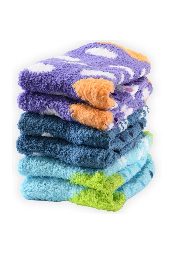 Colorfut Women's 3-Pairs Cozy Microfiber Anti-Skid Soft Fuzzy Crew Socks FZ46-B