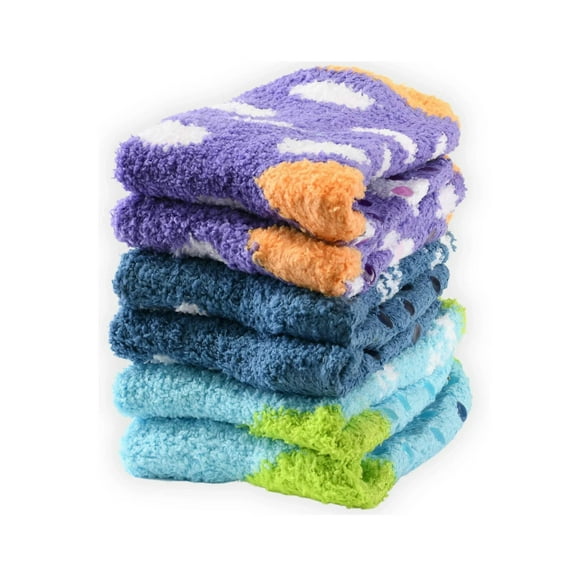 Colorfut Women's 3-Pairs Cozy Microfiber Anti-Skid Soft Fuzzy Crew Socks FZ46-B