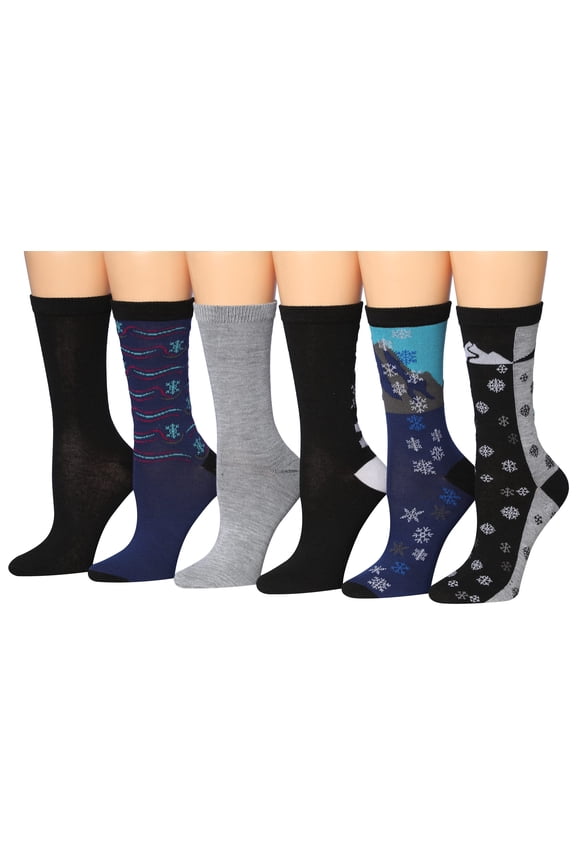 Colorfut Women's 6-Pairs Colorful Funky Patterned Crew Dress Socks WC102-A