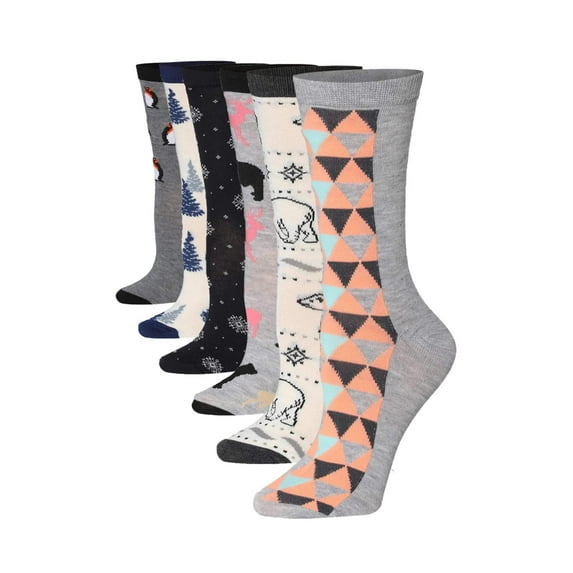 Colorfut Women's 6-Pairs Colorful Funky Patterned Crew Dress Socks WC47-B