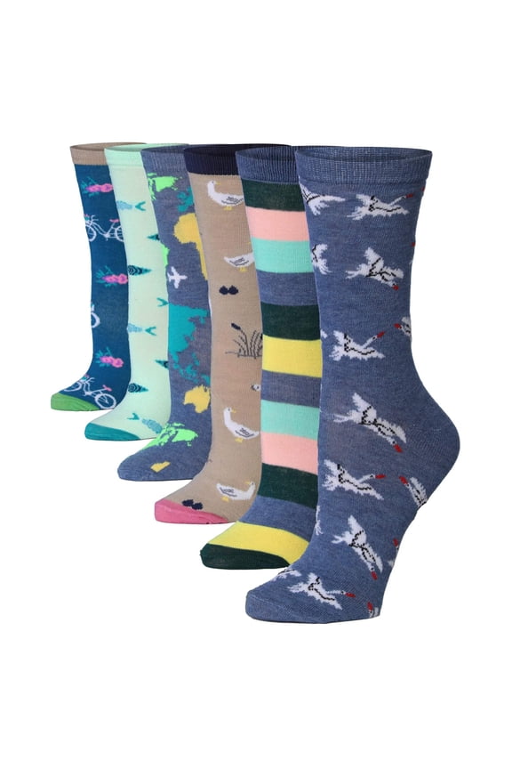 Colorfut Women's 6-Pairs Colorful Funky Patterned Crew Dress Socks WC88-B