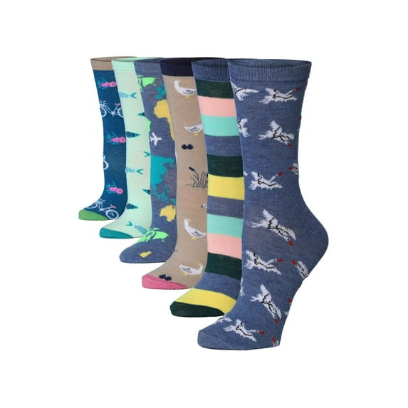 Colorfut Women's 6-Pairs Colorful Funky Patterned Crew Dress Socks WC88-B
