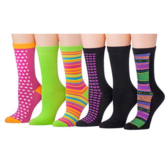 Colorfut Women's 6 Pairs Colorful Patterned Crew Socks CR102-6