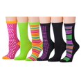 thumbnail image 1 of Colorfut Women's 6 Pairs Colorful Patterned Crew Socks CR103-6PACK, 1 of 1