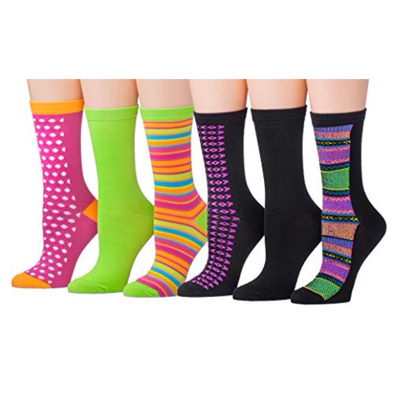 Colorfut Women's 6 Pairs Colorful Patterned Crew Socks CR103-6PACK