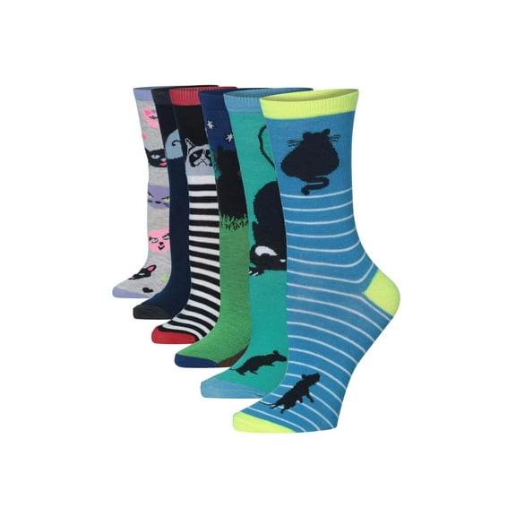 Colorfut Women's 6 Pairs Colorful Patterned Crew Socks
