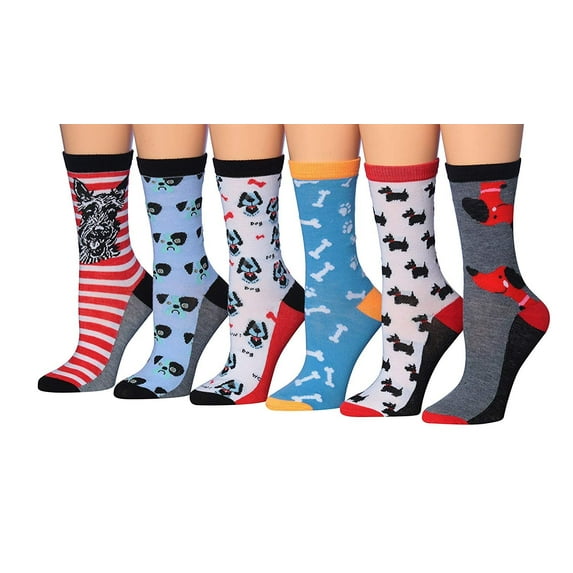 Colorfut Women's 6 Pairs Colorful Patterned Crew Socks