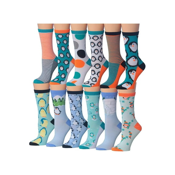 Colorfut Women's Fashion Novelty Animal Characters Cartoon Cat Panda Penguin Crew Socks WC52-AB