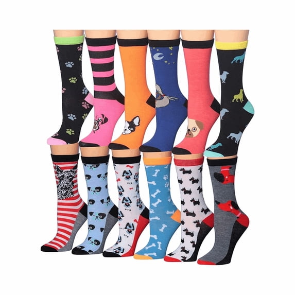 Colorfut Women's Fashion Novelty Animal Characters Cartoon Cat Panda Penguin Crew Socks WC54-AB
