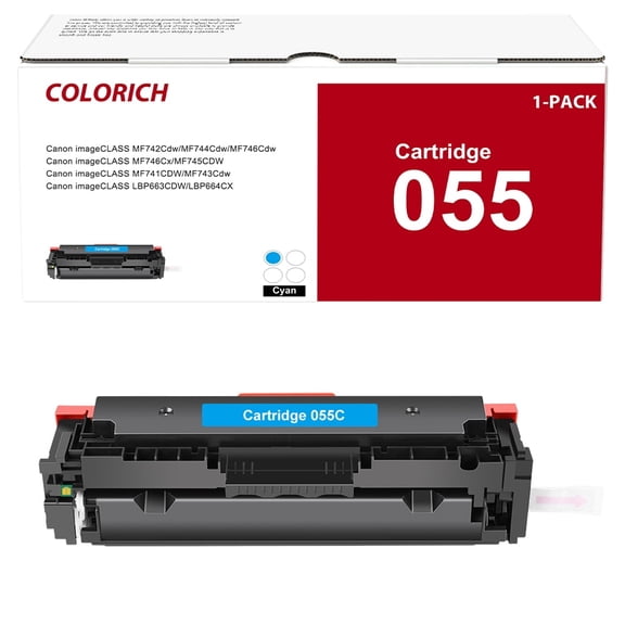 Colorich 055 Toner Cartridge with Chip Compatible for Canon 055 055H Color imageCLASS MF743Cdw MF745Cdw MF741Cdw MF746Cdw LBP664Cdw Printer (Cyan, 1-Pack)