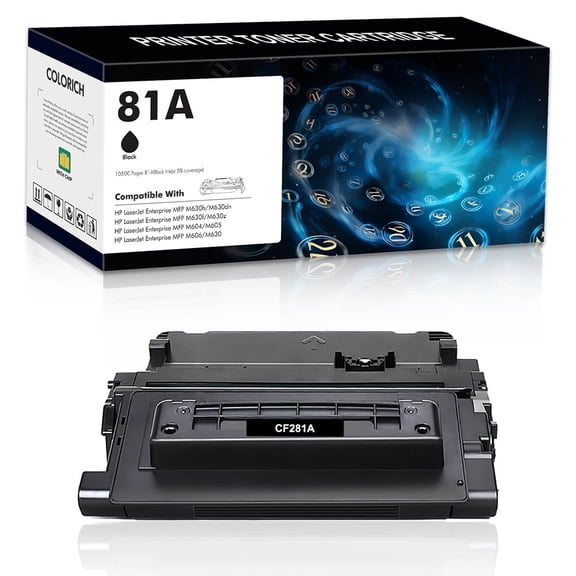 Colorich 1-Pack for 81A Toner Cartridge 81A CF281A 81X CF281X Enterprise MFP M605X M630 M606 M630h M630dn M605 M604 M604N M604DN M605N M605DN Black ink