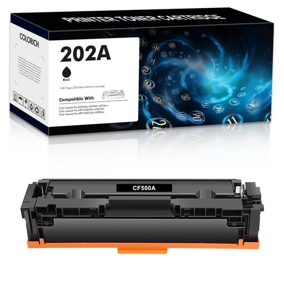Colorich 1-Pack Compatible Toner Cartridge for CF500A 202A Printer Color LaserJet Pro M254dw M254dn M254nw (1*Black)
