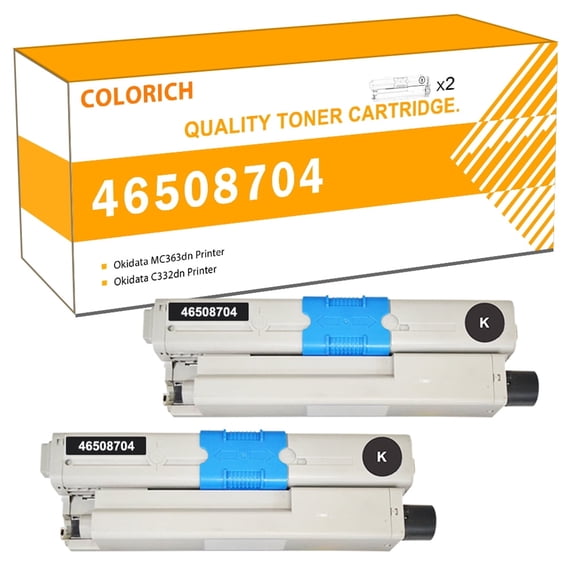 Colorich Compatible for OKI 46508704 Toner Cartridge 2-Pack Oki Okidata C332dn C332 MC363dn MC363 Printer Black Ink