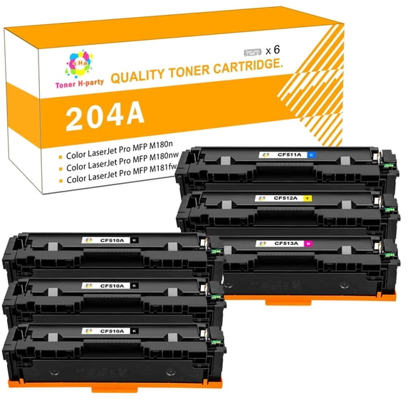 Colorich 6-Pack Compatible Toner Cartridge for HP CF510A CF511A CF512A CF513A Color LaserJet Pro M154a M154nw, Pro MFP M180n M180nw M181fw Printer Ink (3x Black, Cyan, Magenta, Yellow)