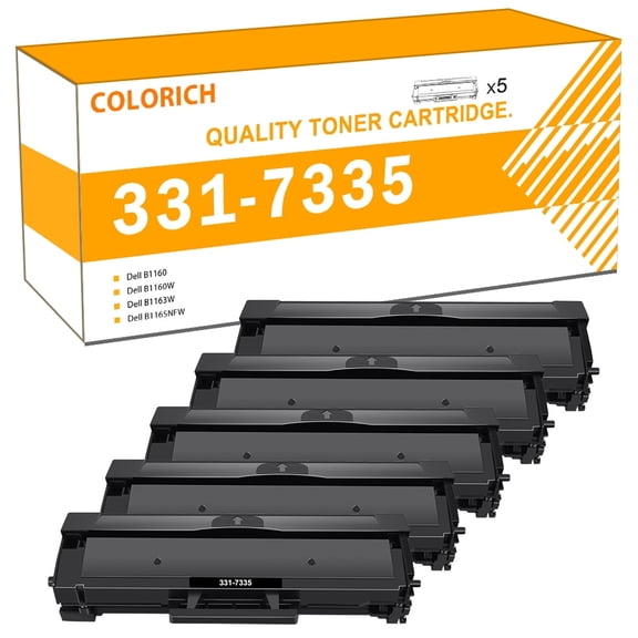 Colorich B1160 Toner Cartridge Compatible for Dell B1160 331-7335 for Use with B1160 B1160W B1163W B1165NFW Laser Printer Ink (Black,5-Pack)