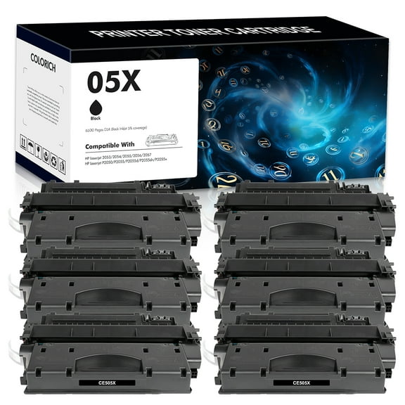 Colorich Compatible 05X CE505X Toner Cartridge for HP 05X 505X CE505X for Laserjet P2055dn P2055 P2055D P2055X Printer Ink (Black, 6-Pack)