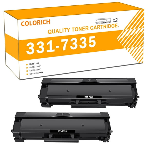 Colorich Compatible B1160 Toner Cartridge for Dell B1160 331-7335 B1160 B1160W B1163W B1165NFW Printer Ink for Office School Home (Black, 2-Pack)