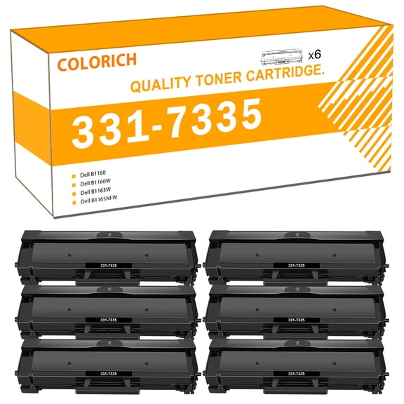 Colorich Compatible B1160 Toner Cartridge for Dell B1160 331-7335 for Use with B1160 B1160W B1163W B1165NFW Laser Printer Ink (Black,6-Pack)