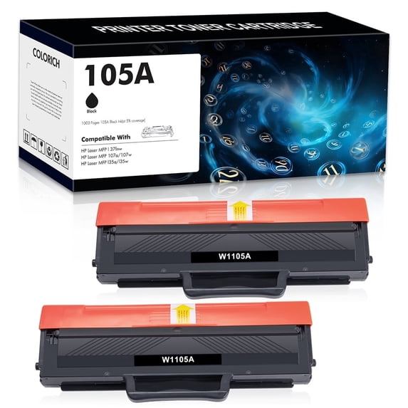 Colorich 105A Toner Cartridge Replacement Compatible for 105A W1105A Laser MFP 107a 107w, l35a l35w, 137fnw Printer Ink (Black,2-Pack)