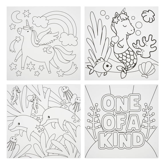 Coloring Board Assortment No.2 by Creatology 8"x8" Pre-Printed Boards with Assorted Designs for Kids Crafts & Activities - 12 Pack
