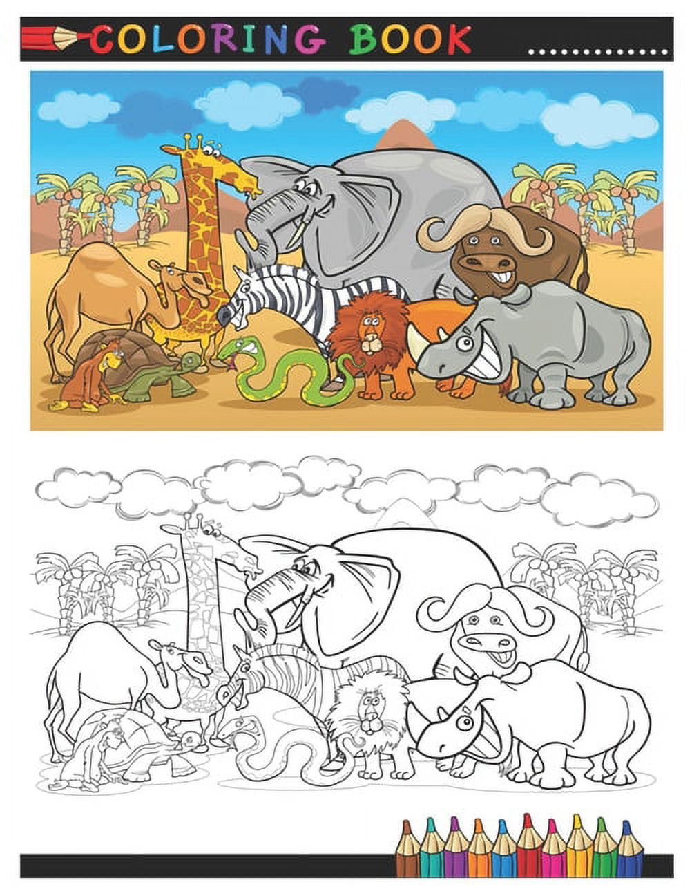 Coloring Book Animals For Kids: For Preschool Children Ages 3-5 - Turtle,  Dolphin, Lion & Many More Big Animal Illustrations To Color For Boys &  Girls