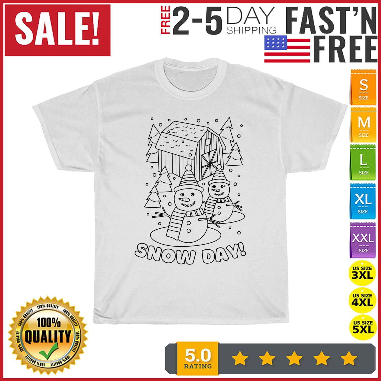 Coloring Book Style Blank Christmas Frosty Snowman Snow Day T Shirt Men