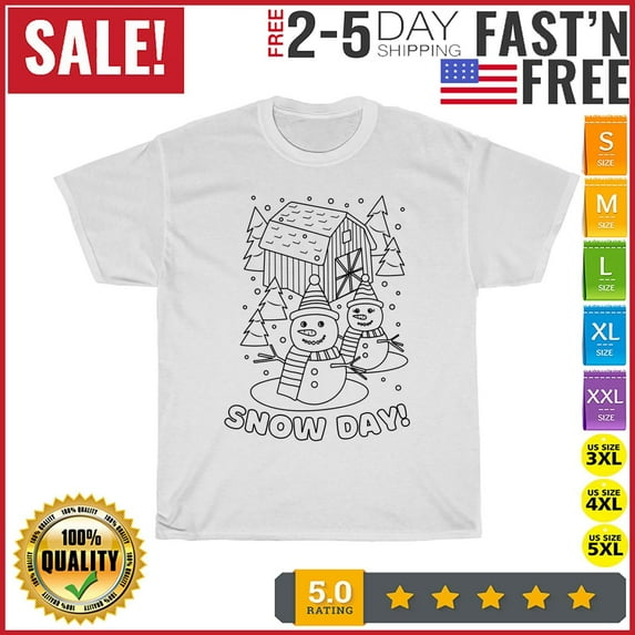 Coloring Book Style Blank Christmas Frosty Snowman Snow Day T Shirt Men
