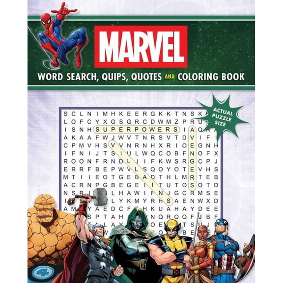 Coloring Book & Word Search Marvel Word Search, Quips, Quotes and Coloring Book, (Paperback)