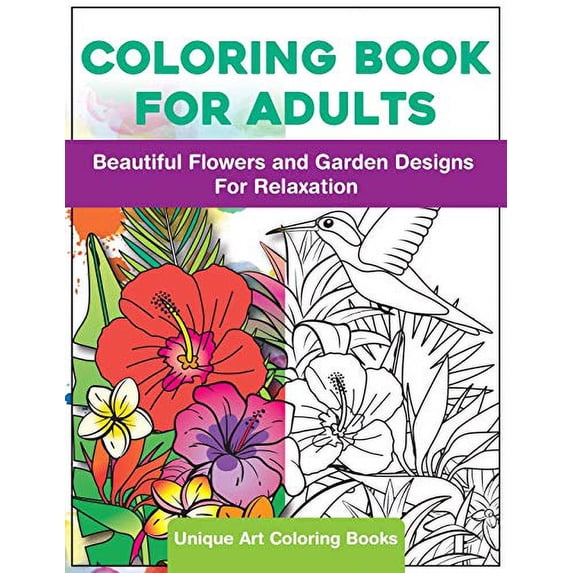 Pre-Owned Coloring Book for Adults: Beautiful Flowers and Garden Designs - Giant Adult Coloring Book with Stress Relieving Designs for Relaxation Paperback