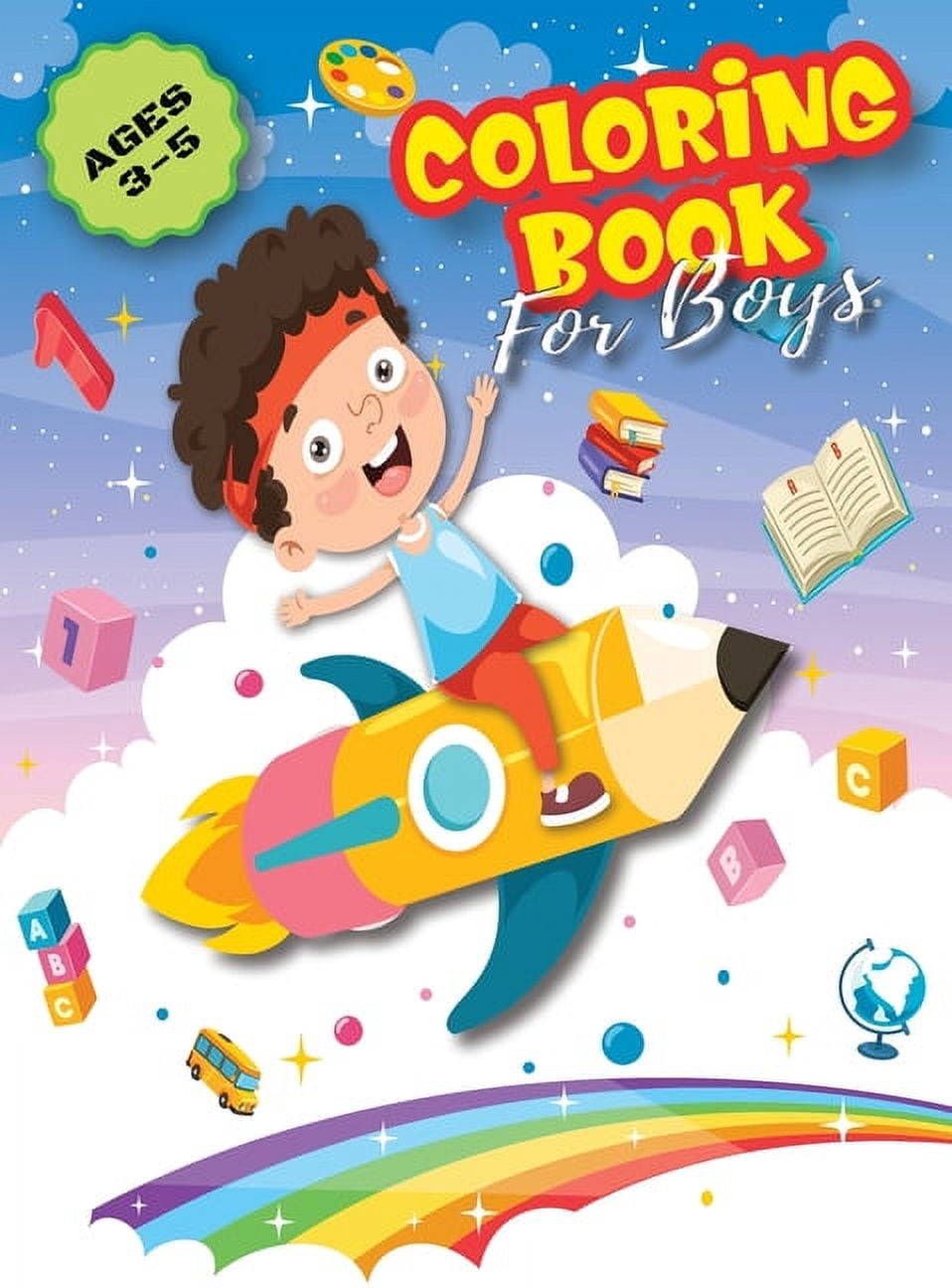 Coloring Book for Boys: Fun and Simple Coloring Book with Cool Themes