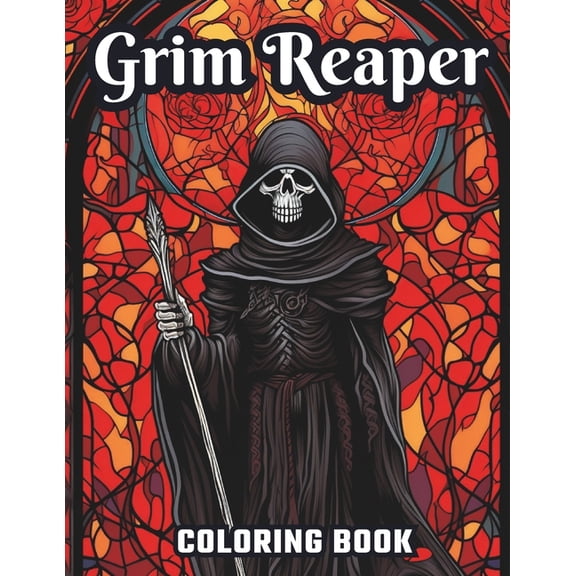 Coloring Books: Large Print Grim Reaper Coloring Book: Black Background: Coloring Pages, Great Gift Idea for Everyone, Adults, Teenagers, Tweens, Older Kids, Boys, & Girls, Practice for Stress Relief