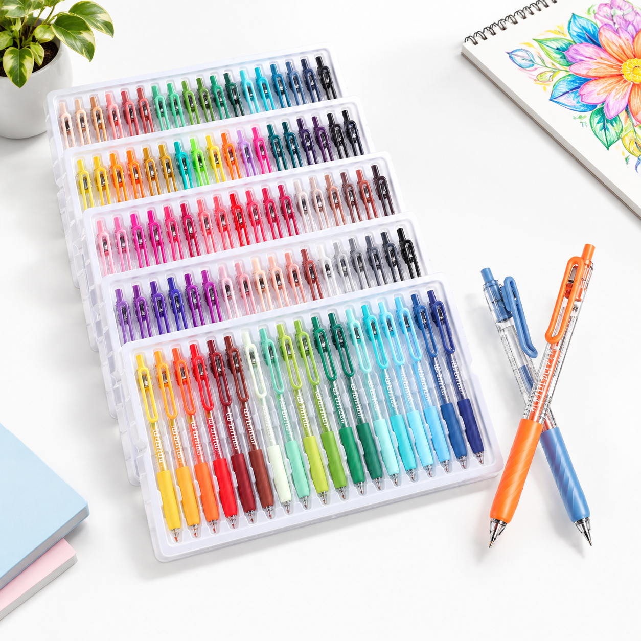Coloring Gel Pens, 90 Colors, Retractable with Smooth Ink Flow ...