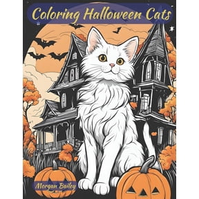 Coloring Halloween Cats, (Paperback)