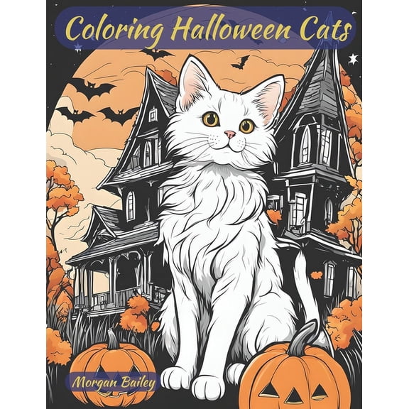 Coloring Halloween Cats, (Paperback)